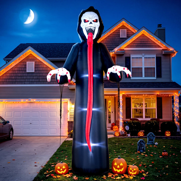 10 FT Halloween Inflatable Skeleton, Scary Halloween Decoration with B