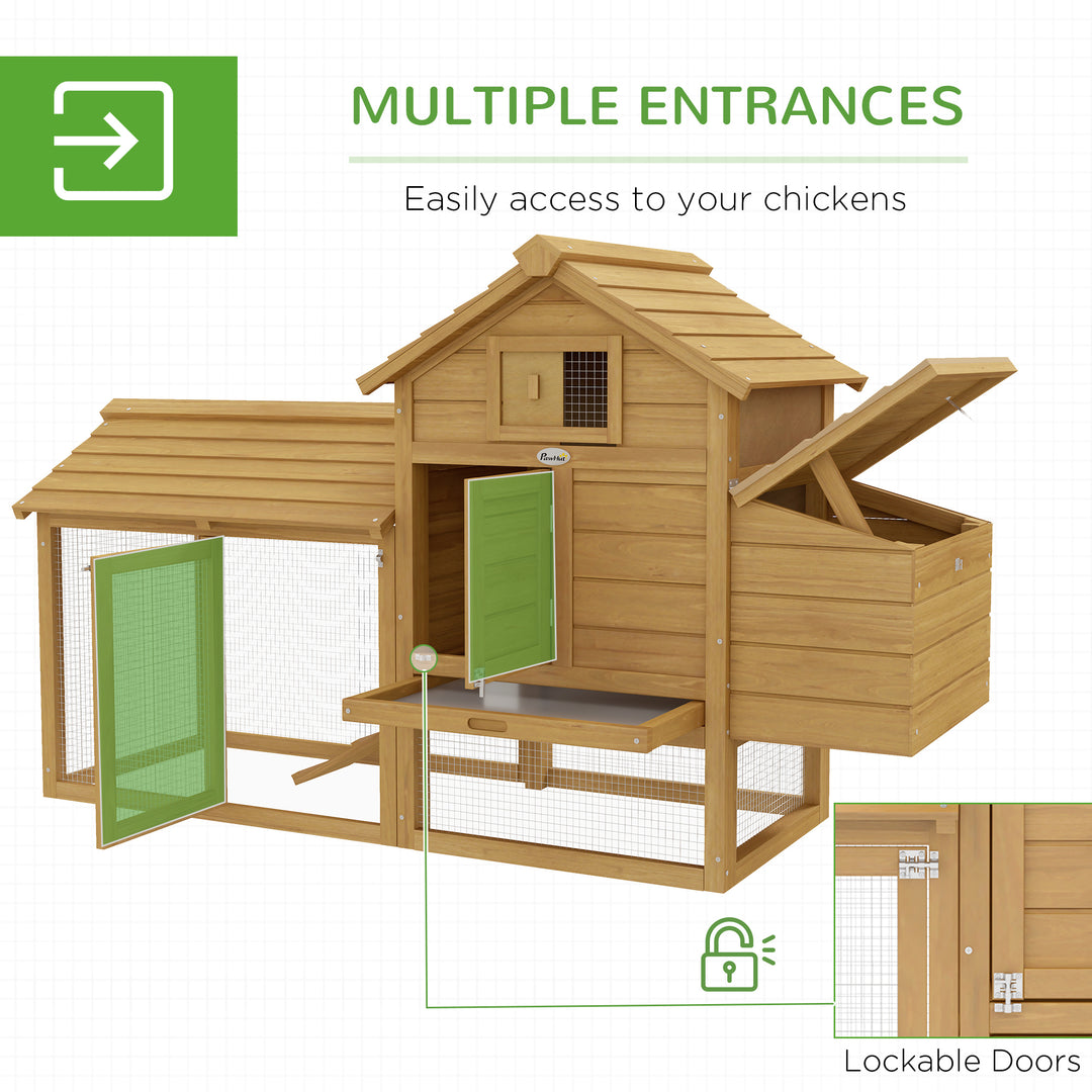 MCL Small Chicken Coop with Run Hen House Poultry Coops Cages Nesting Box Wood 150.5 x 54 x 87cm