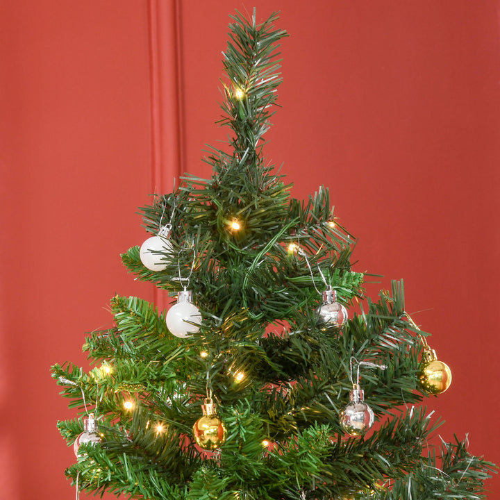 1.8m 6ft Pre-Lit Artificial Christmas Tree 200 LED Xmas Tree Holiday Décor with Decorative Balls Ornament Metal Stand
