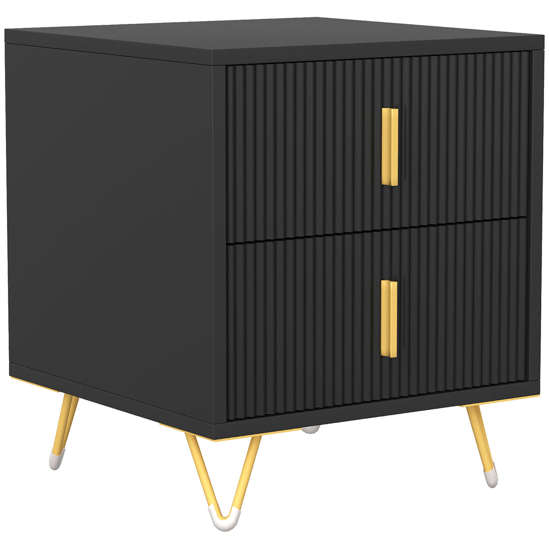 Elegant Chest of Two Drawers - White/Gold-Tone - Black
