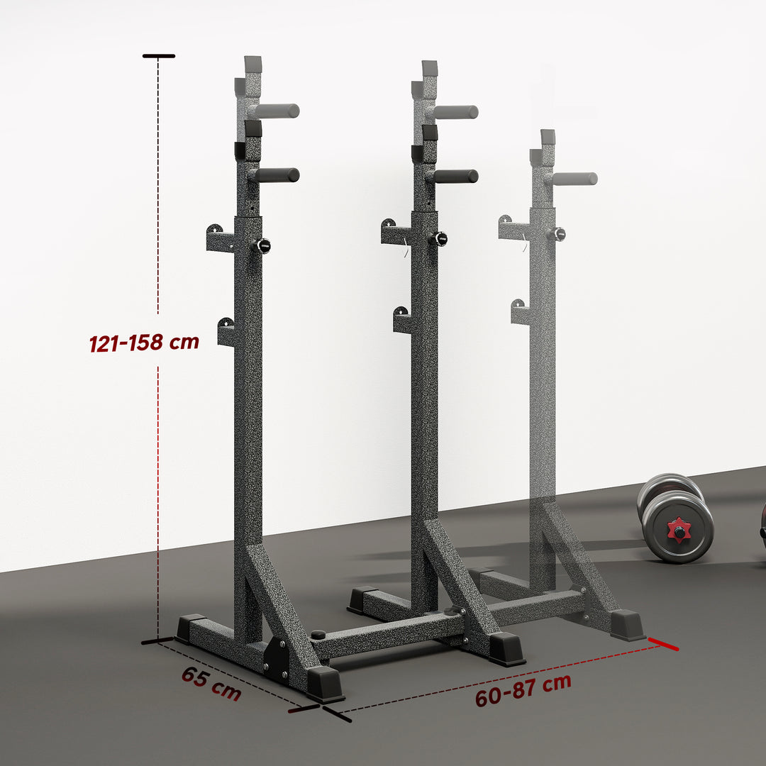 MCL Heavy Duty Barbell Squat Rack, Adjustable and Multifunctional Weight Power Stand, for Home, Gym - Black
