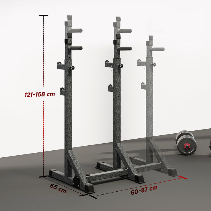 MCL Heavy Duty Barbell Squat Rack, Adjustable and Multifunctional Weight Power Stand, for Home, Gym - Black