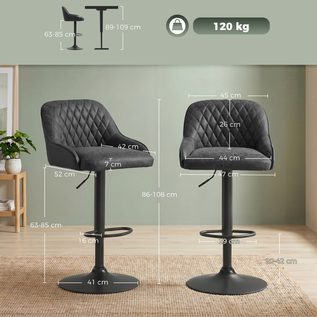 Bar Stools Adjustable Swivel Kitchen Chairs with Backrest Set of 2 for