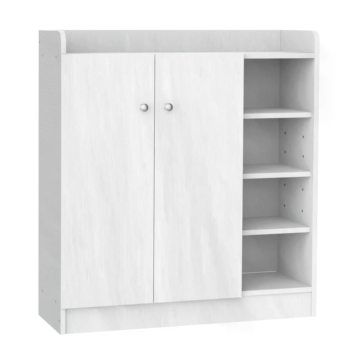 HOMCOM Large Shoe Storage Cabinet, Hallway Organiser with 2 Doors & 4 Adjustable Shelves, Sleek White | Aosom UK