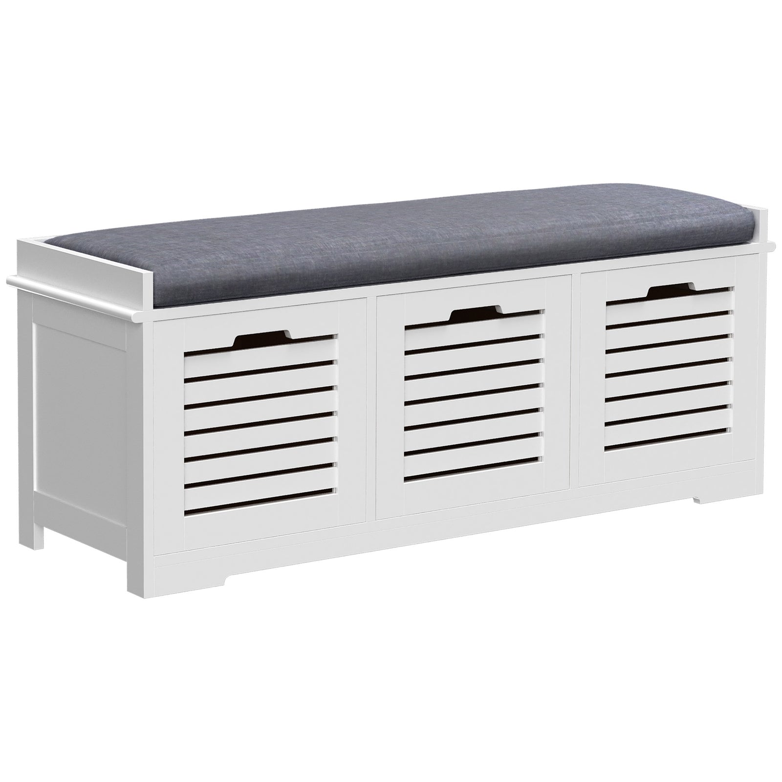 3-Drawer Shoe Storage Bench - White