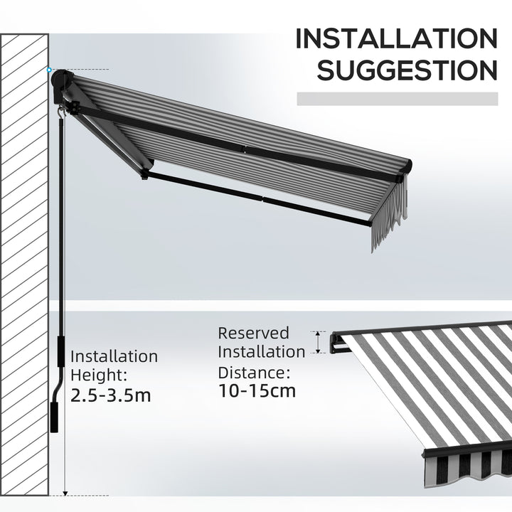 3 x 2m Aluminium Frame Electric Awning, with Remote - Grey/White