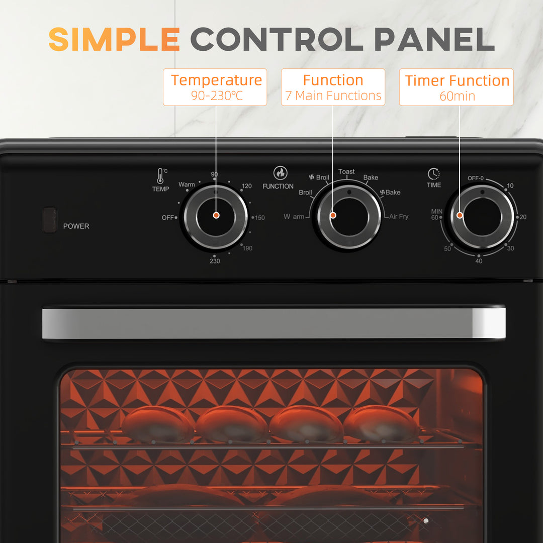 20L 90-230℃ Mini Convection Oven, with Air Fry Function - Black