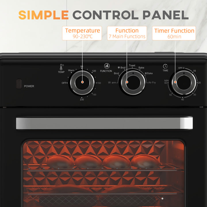 20L 90-230℃ Mini Convection Oven, with Air Fry Function - Black