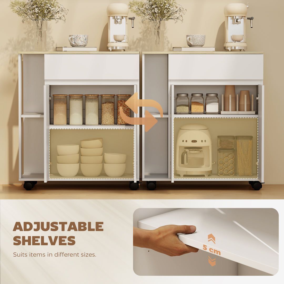 Kitchen Storage Trolley Cart with Cabinet, Drawer and Open Shelves - view 6