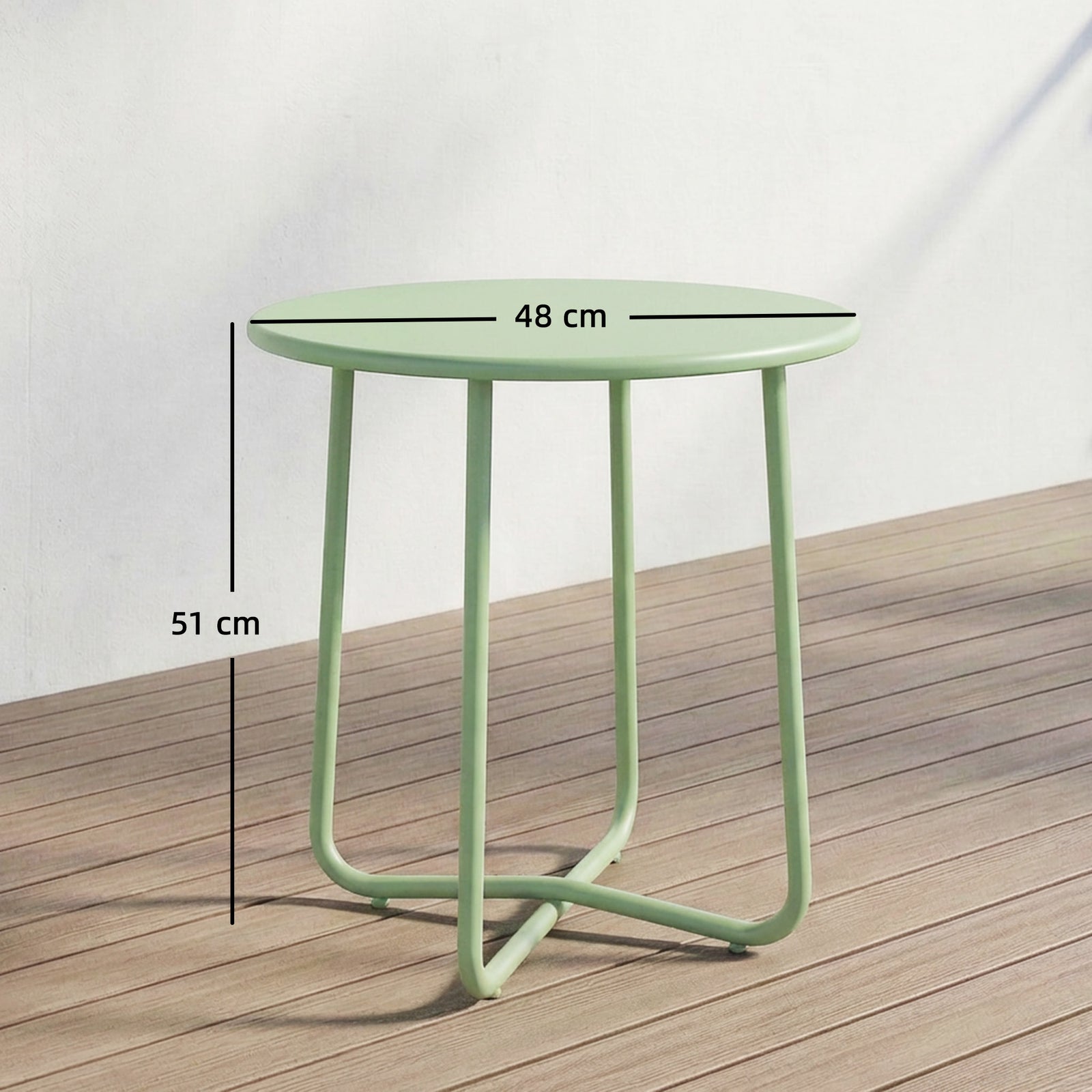 48 cm Round Garden Side Table, Small Metal Outdoor Garden Table with R