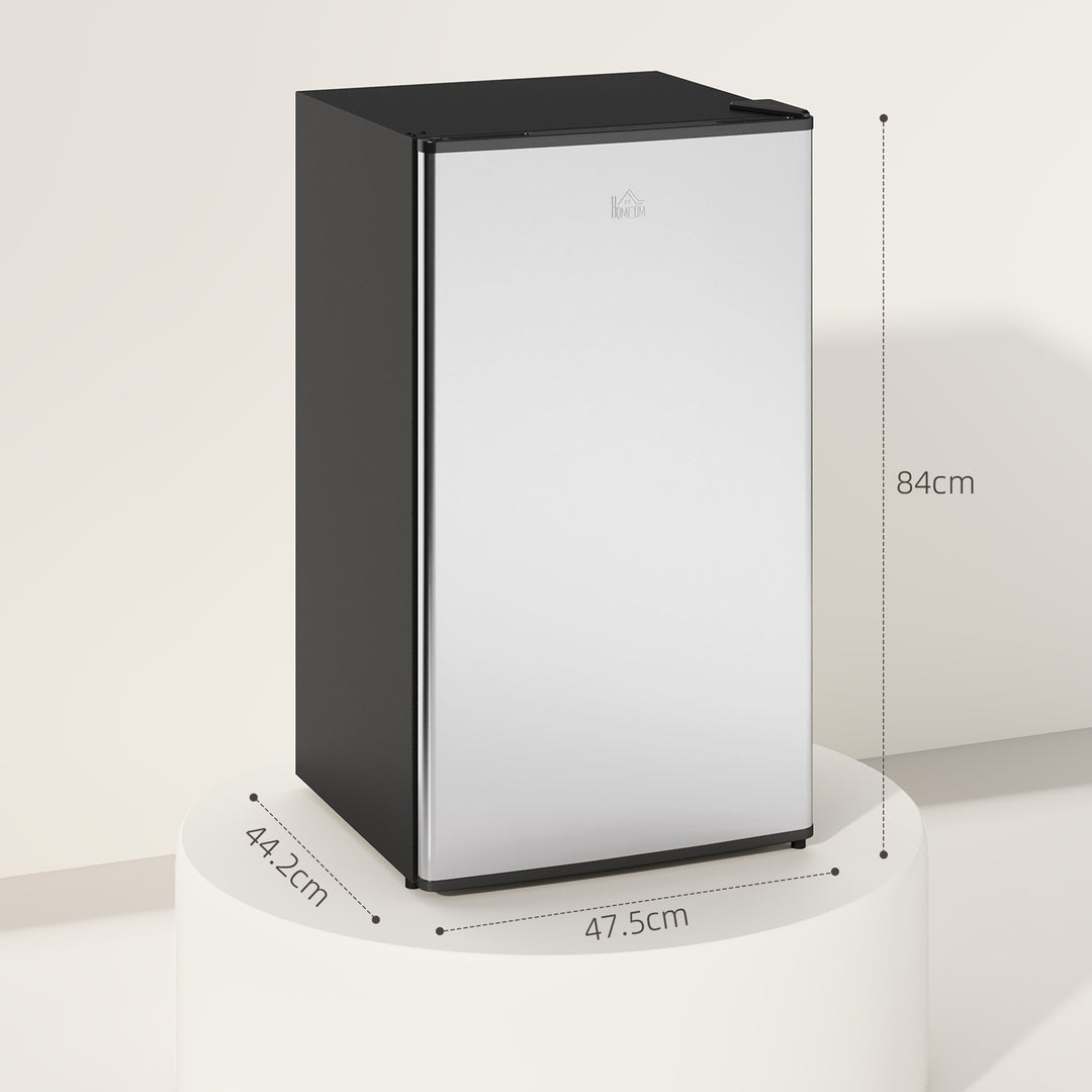 91 Litre Freestanding Under Counter Fridge Freezer, Small Fridge with Chiller Box, Adjustable Thermostat, 47.5cm Wide, Silver Tone