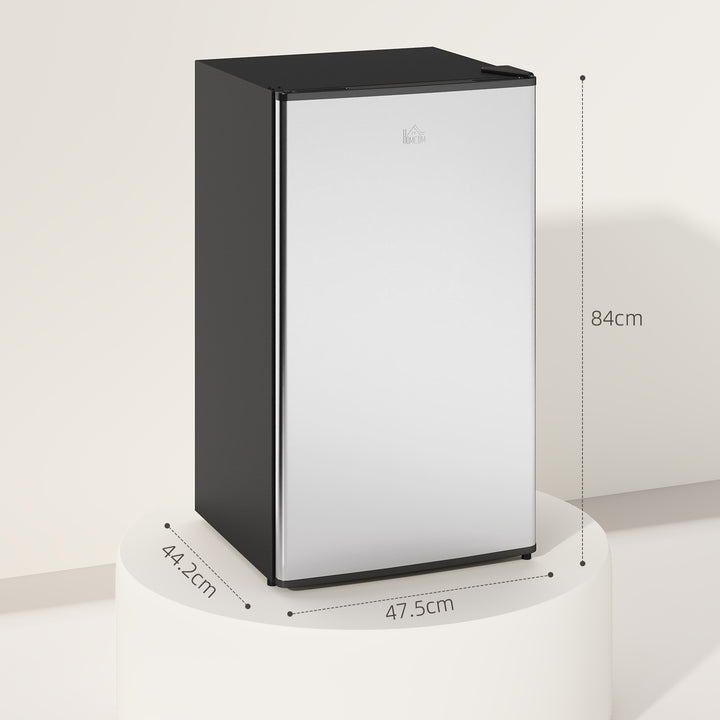 91 Litre Freestanding Under Counter Fridge Freezer, Small Fridge with Chiller Box, Adjustable Thermostat, 47.5cm Wide, Silver Tone