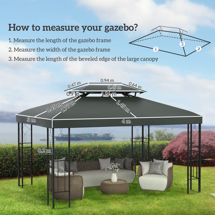 MCL Gazebo Roof Replacement, for 3 x 4m Frames - Grey