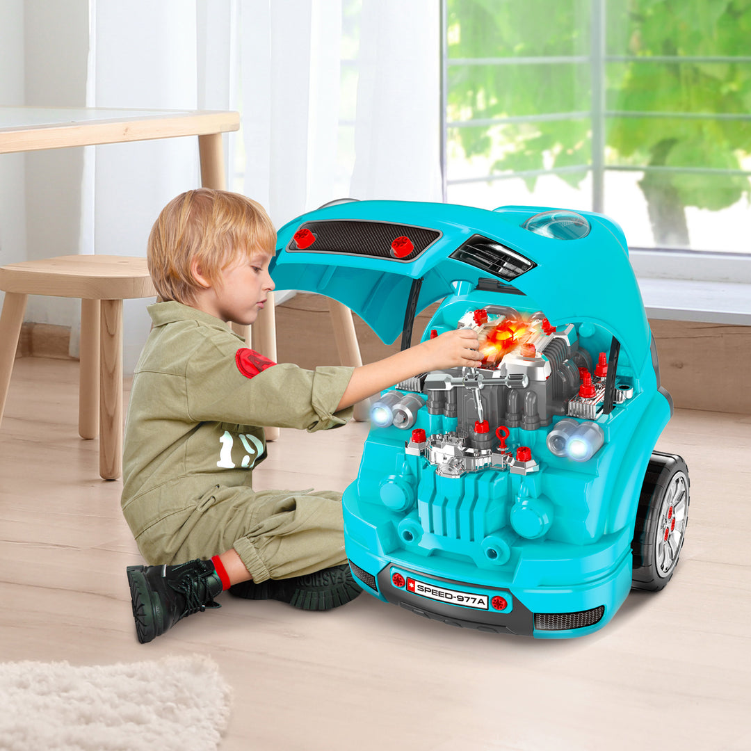 MCL Kids Truck Engine Toy Set, with Horn, Light, Car Key, for Ages 3-5 Years - Teal