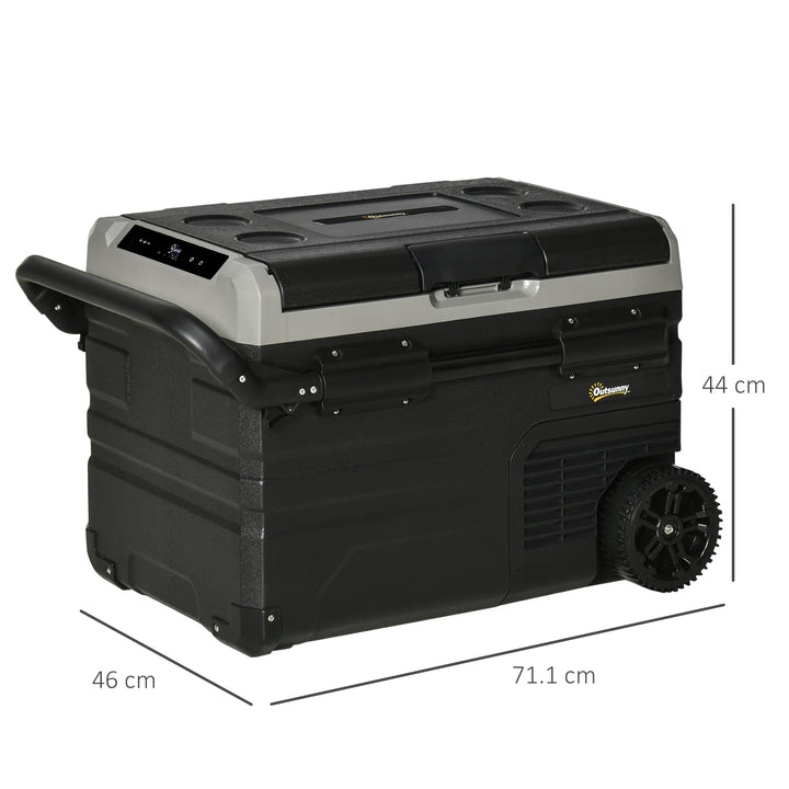 40L Car Refrigerator, Portable Compressor Cooler Box, Fridge Freezer w/ Inner LED Light, Foldable Handles, Cup Holders, 12/24V DC and 110-240V AC for Campervan RV Boat Travel Down to -20℃