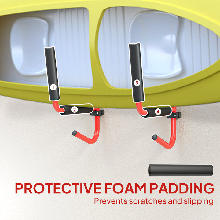 MCL Kayak Canoe Heavy Duty Wall Mounted Storage Holder Rack Heavy Duty Storing Hangers Red