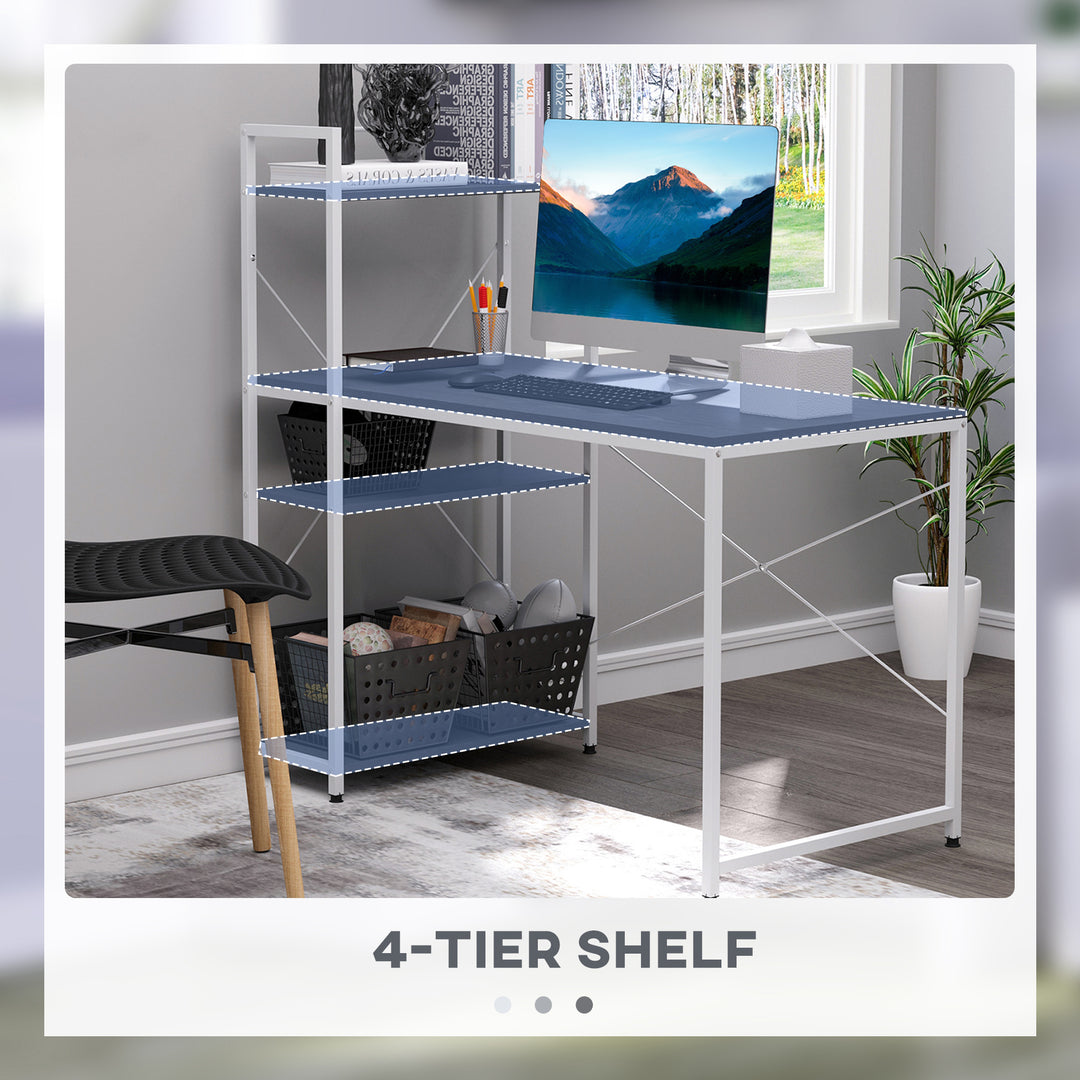 Computer Desk with Storage Shelves on Left or Right, Industrial Reversible Writing Desk for Home Office, Study, Easy Assembly, 120 x 64 x 121cm, Black and White