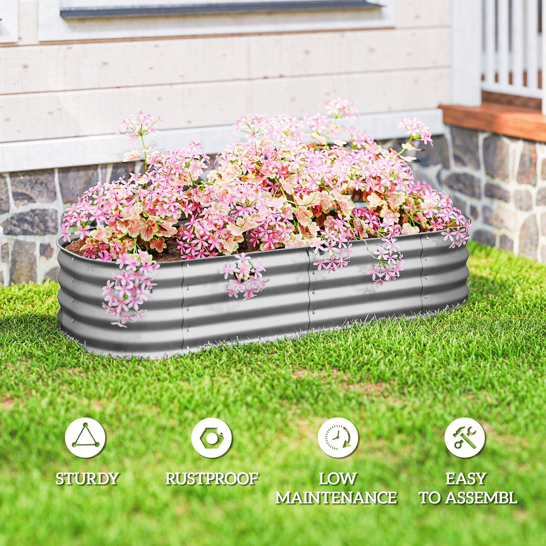 Galvanised Raised Garden Bed, Metal Planter Box with Safety Edging, fo