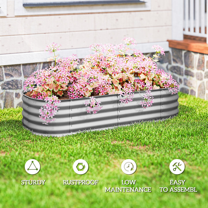 Galvanised Raised Garden Bed, Metal Planter Box with Safety Edging, fo