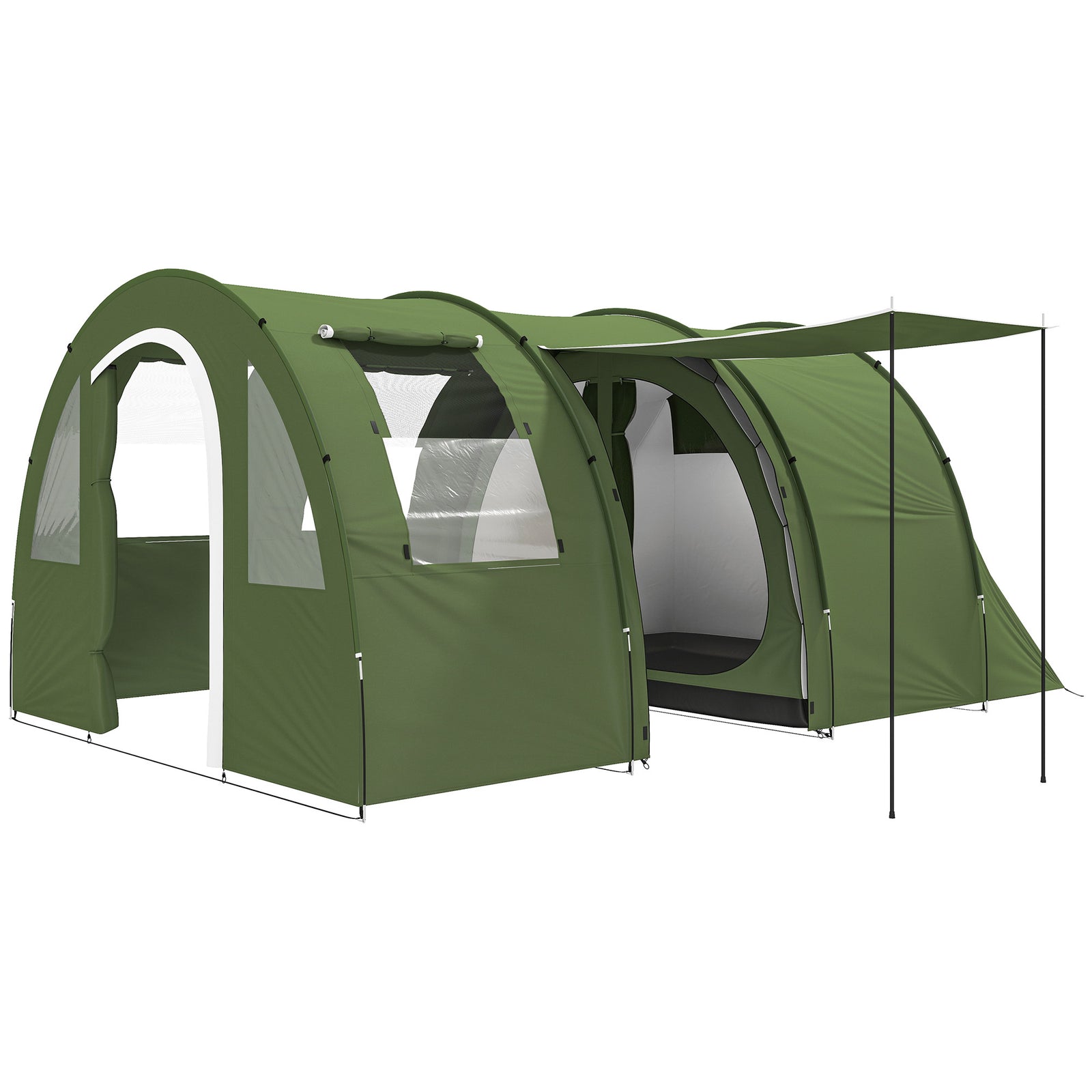 5-6 Man Camping Tent with 2 Room, Floor and Carry Bag - Green