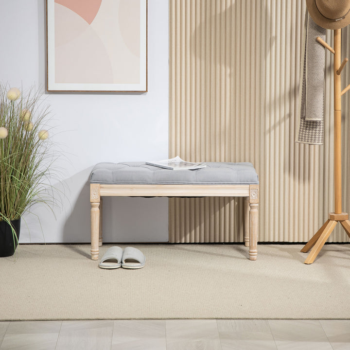 Vintage Wooden Bed End Bench - Light Grey