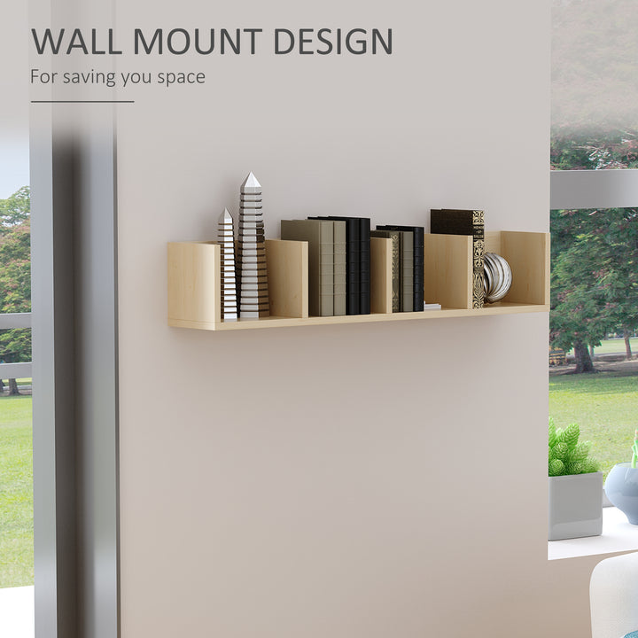 Wall Mount 84 CD / 56 DVD/Blu-ray/ Media Storage Rack 4 Cubes, Wooden Shelf Organiser Unit Bookcase Display, Set of 2, Natural Wood Finish