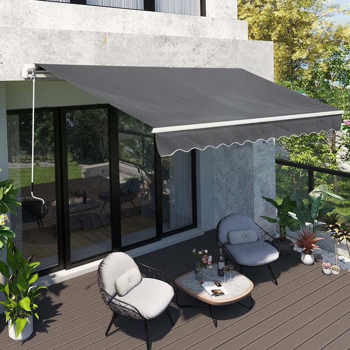 4x2.5m Manual Awning Window Door Sun Weather Shade w/ Handle Grey