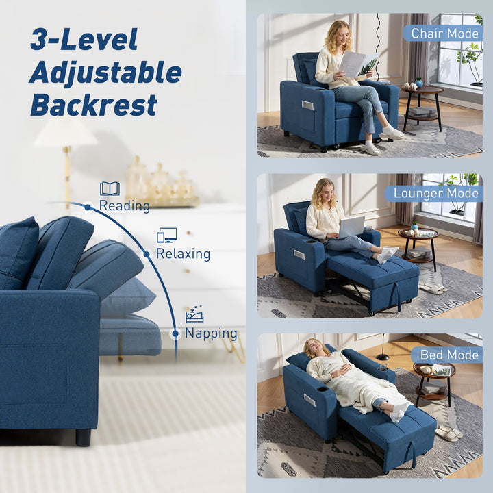 3-in-1 Single Sofa Bed, Convertible Sleeper Chair Bed
