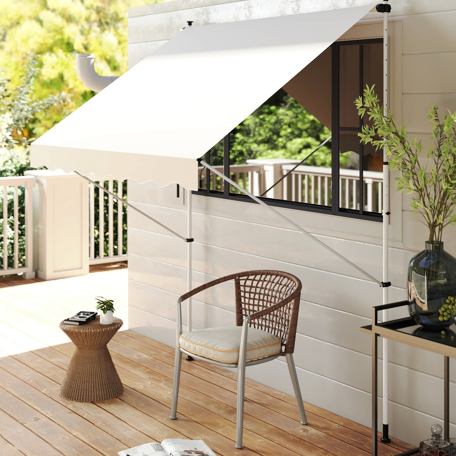 3x1.5m Adjustable Outdoor Aluminium Frame Awning Beige