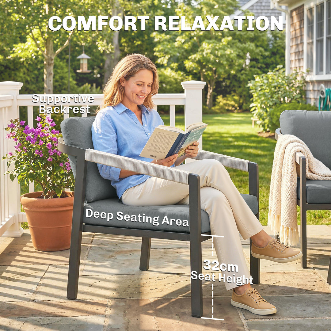 Aluminium Garden Furniture Set, 4 Seater Outdoor Patio Furniture with 