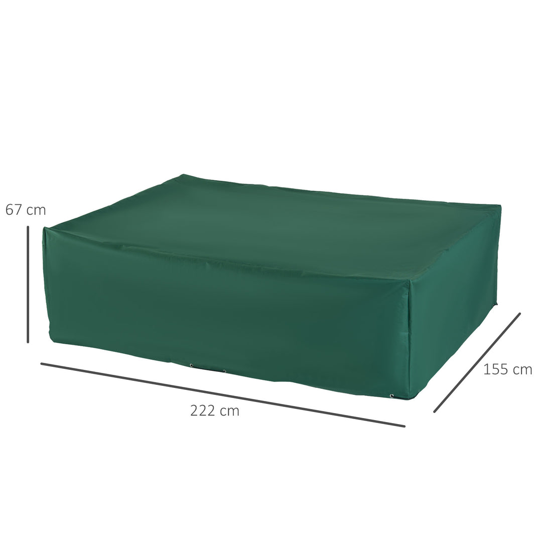 Garden Furniture Cover, Oxford Fabric Outdoor Rectangular Rattan Furniture Cover with PE Coating, Waterproof, Windproof, Anti-UV, 222 x 155 x 67cm, Green