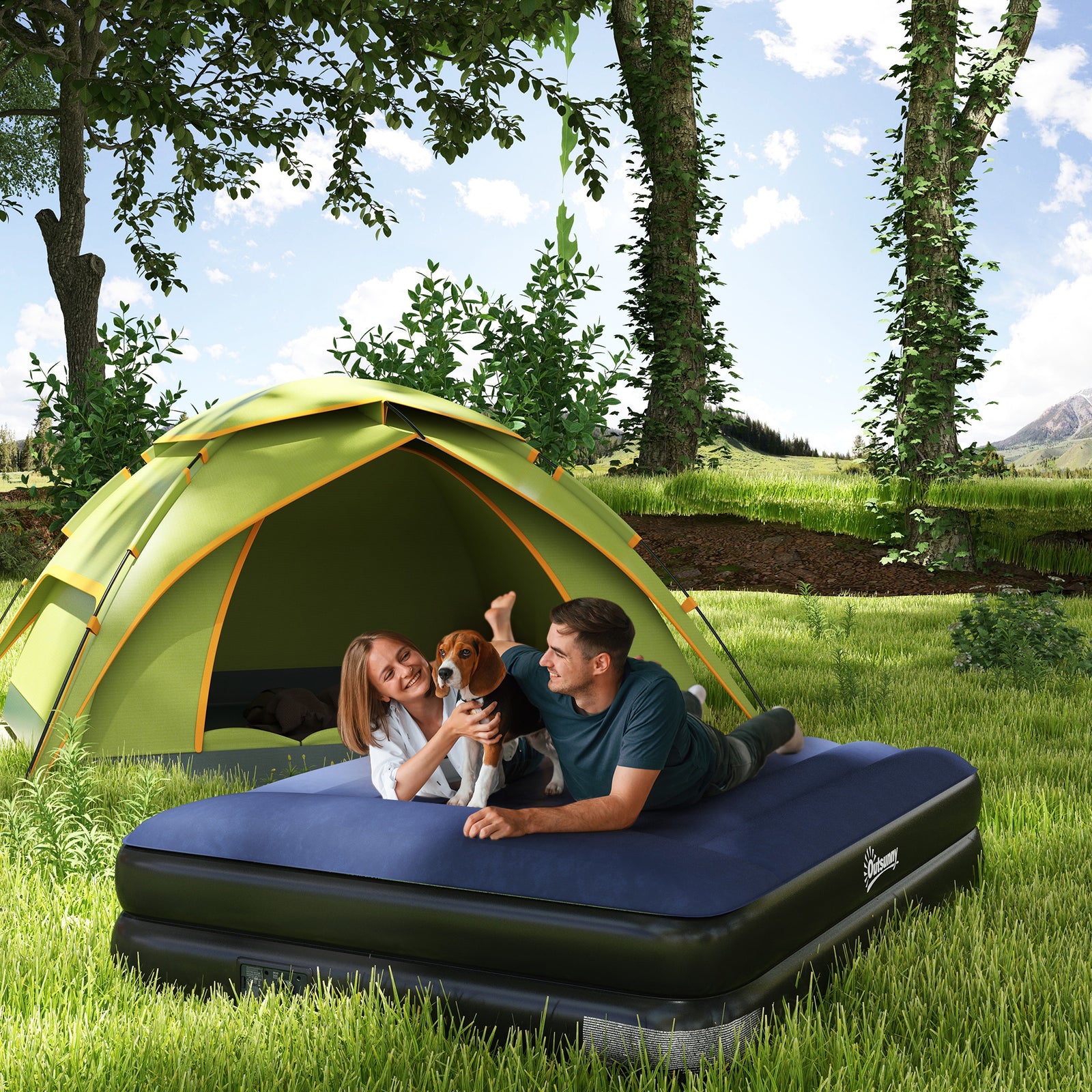 King-Size Air Bed, with Built-in Electric Pump and Carry Bag