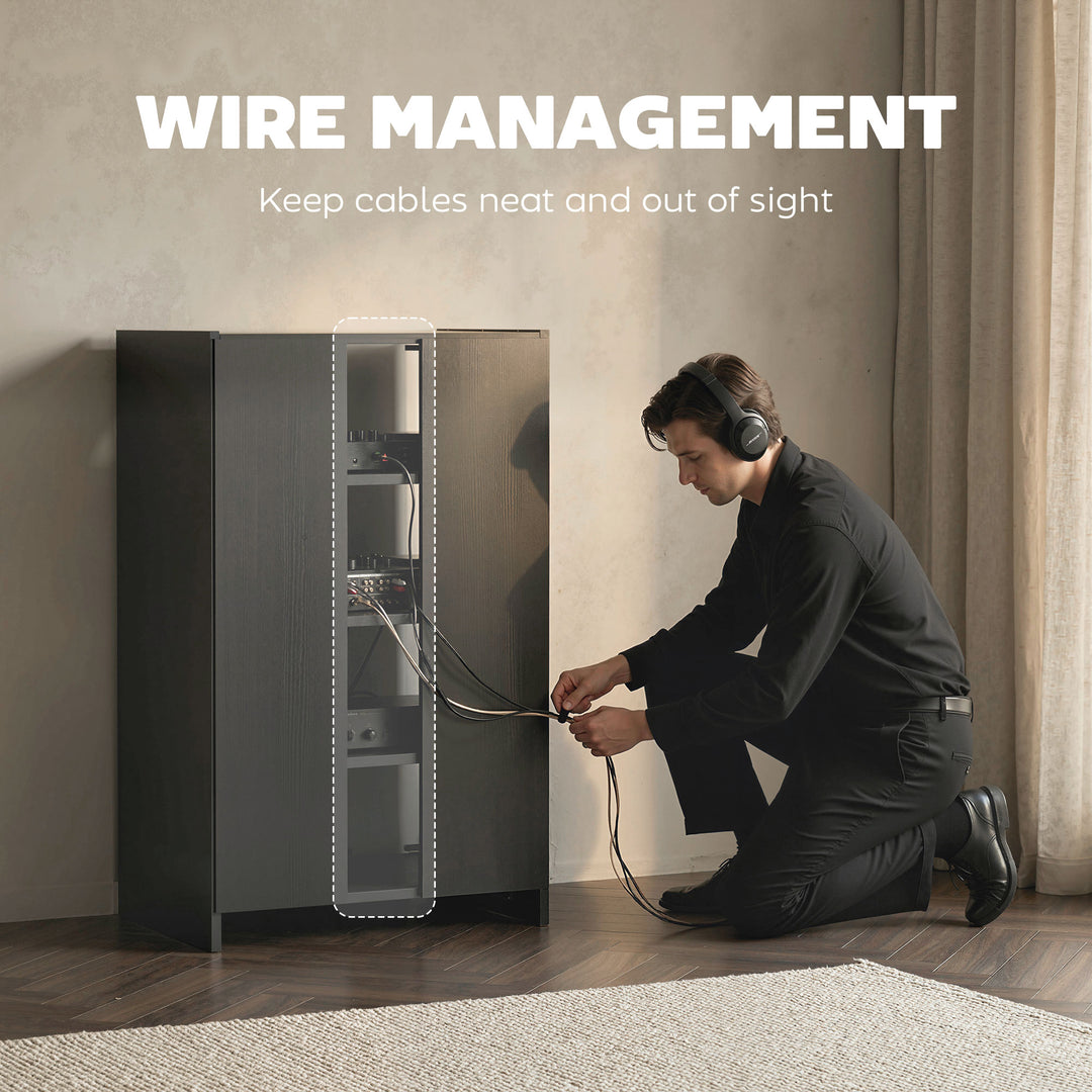 4-Tier Hi-Fi Stand, Record Player Stand with Adjustable Shelves and Pu
