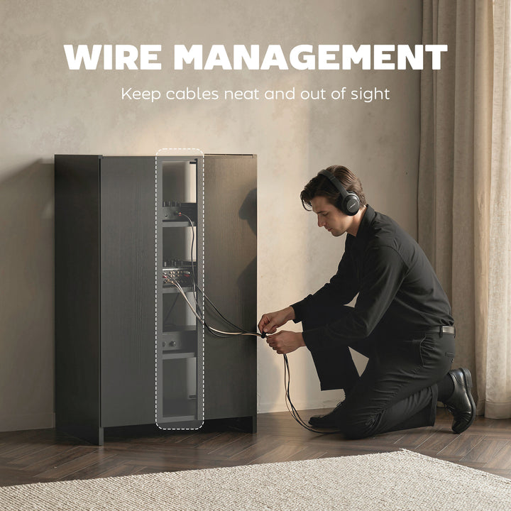 4-Tier Hi-Fi Stand, Record Player Stand with Adjustable Shelves and Pu