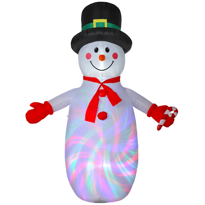 Outsunny 8FT Christmas Inflatable Outdoor Decoration with Dynamic Disco &amp; LED Lights, Self-Inflating Christmas Blow Up Snowman for Garden, Indoor Outdoor Home Decor