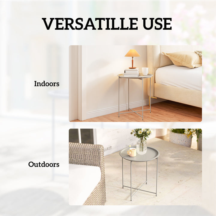 Steel Removable Tray Top Garden Table - White