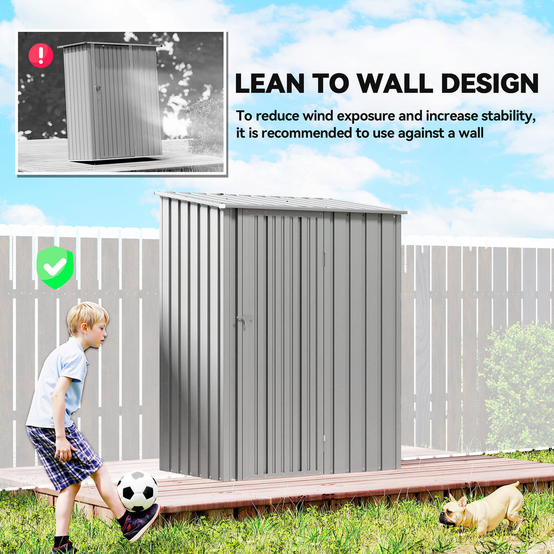 5ft x 3ft Garden Storage Shed, Outdoor Metal Shed with Sloped Roof, Al