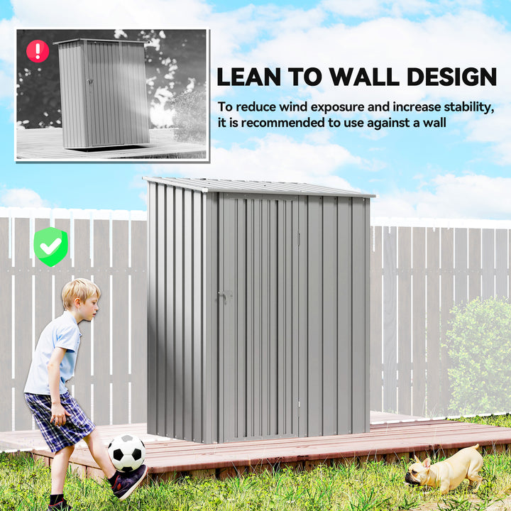 5ft x 3ft Garden Storage Shed, Outdoor Metal Shed with Sloped Roof, Al