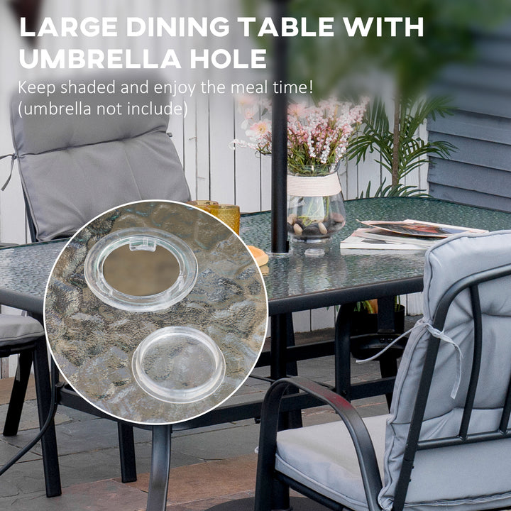 Outsunny Seven-Piece Garden Dining Set with Cushions - Grey
