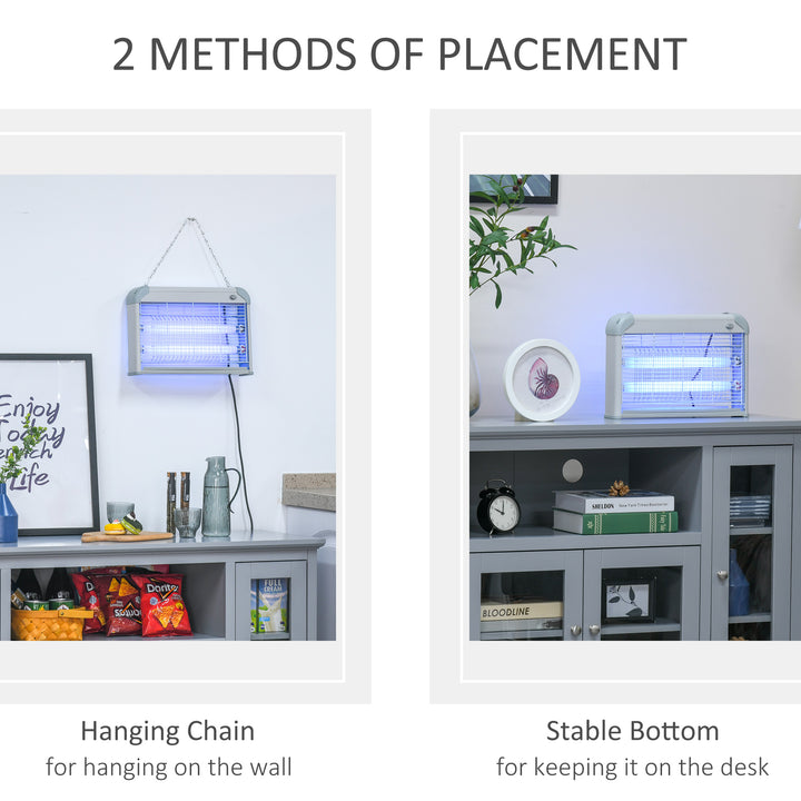 Electric Fly Zapper, 20W Electric Fly Killer, Wall Hanging Bug Zapper Indoor & Outdoor Attracting Insect Mosquito Killer, Grey