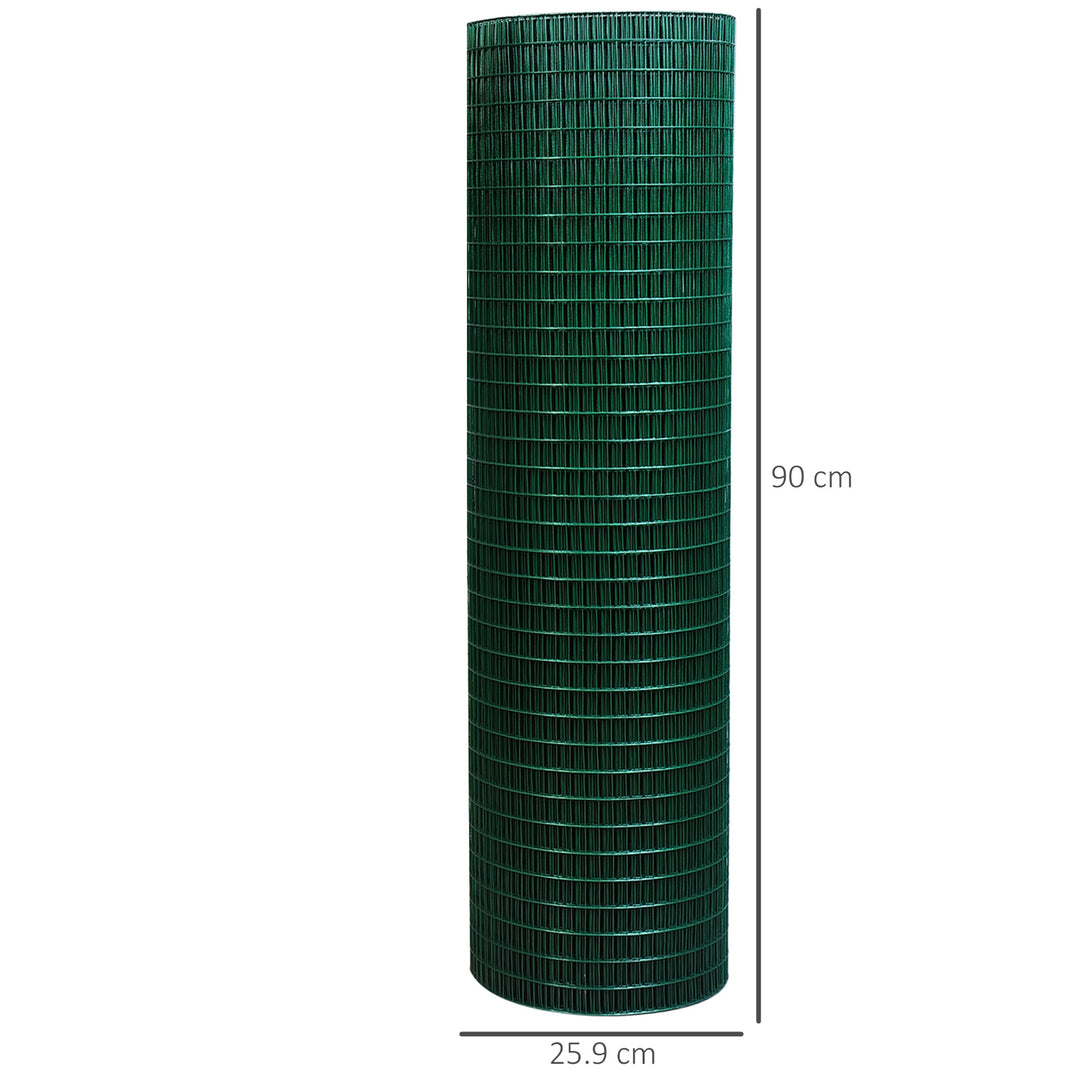 Pawhut PVC Coated Welded Wire Mesh Fencing Chicken Poultry Aviary Fence Run Hutch Pet Rabbit 30m Dark Green