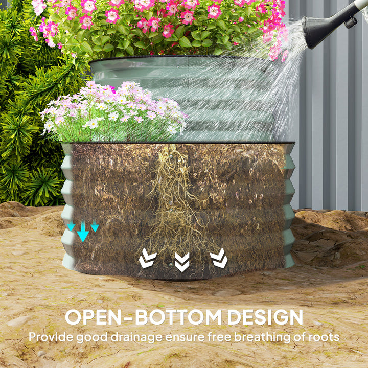 Two-Tier Galvanised Steel Garden Planter - Light Green