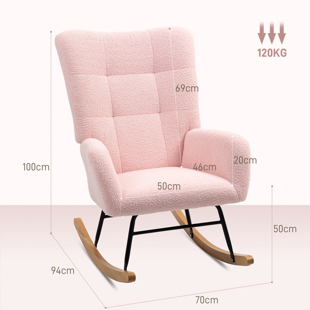 Teddy Fleece Rocking Chair - Pink