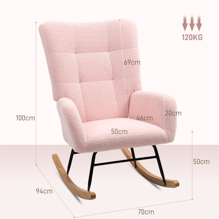 Teddy Fleece Rocking Chair - Pink