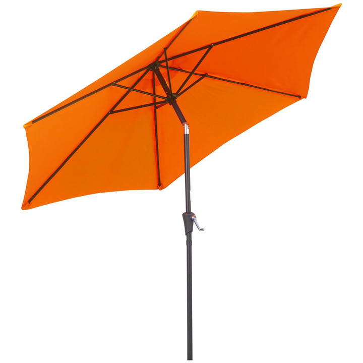 2.6M Garden Parasol Umbrella with Tilt and Crank, Outdoor Sun Parasol Sunshade Shelter with Aluminium Frame, Orange