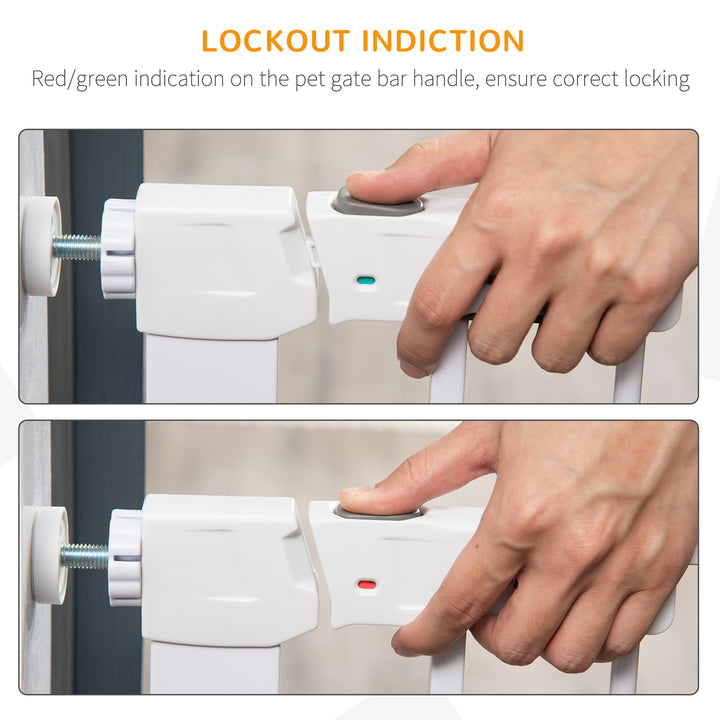 MCL Adjustable Pet Safety Gate Dog Barrier Home Fence Room Divider Stair Guard Mounting White (76 H x 75-82W cm)