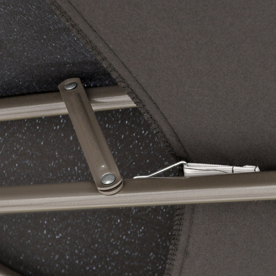 MCL 2.7m Banana Parasol Cantilever Umbrella with Crank Handle, Double Tier Canopy and Cross Base for Outdoor, Hanging Sun Shade, Black