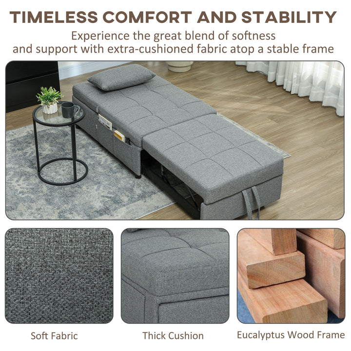 Four-In-One Single Sleeper Chair - Dark Grey