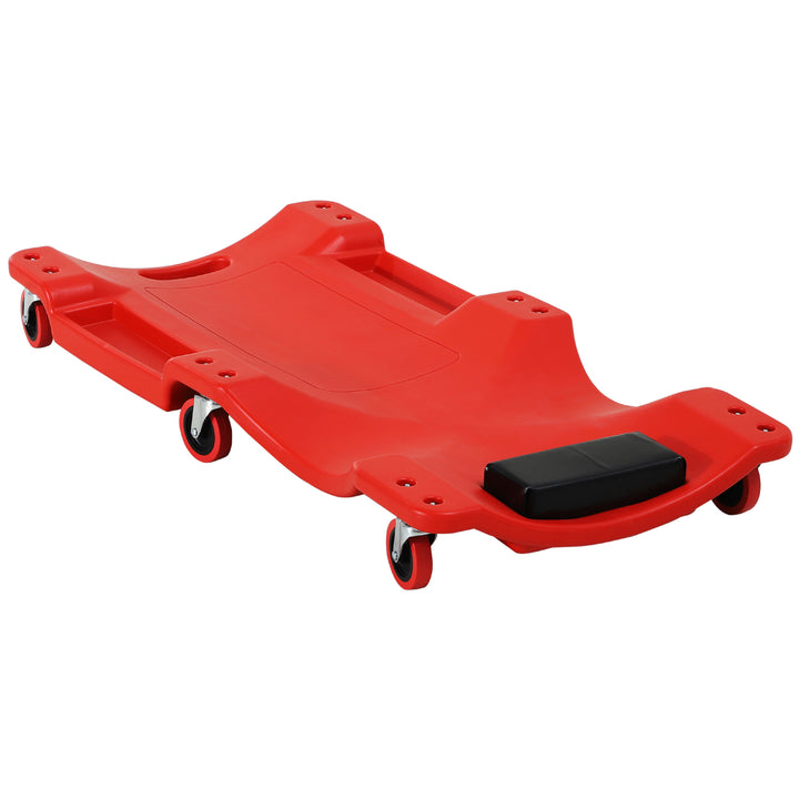 MCL Mechanic Vehicle Creeper, Under-Car Rolling Crawler Board, with Headrest, Wheels, Red