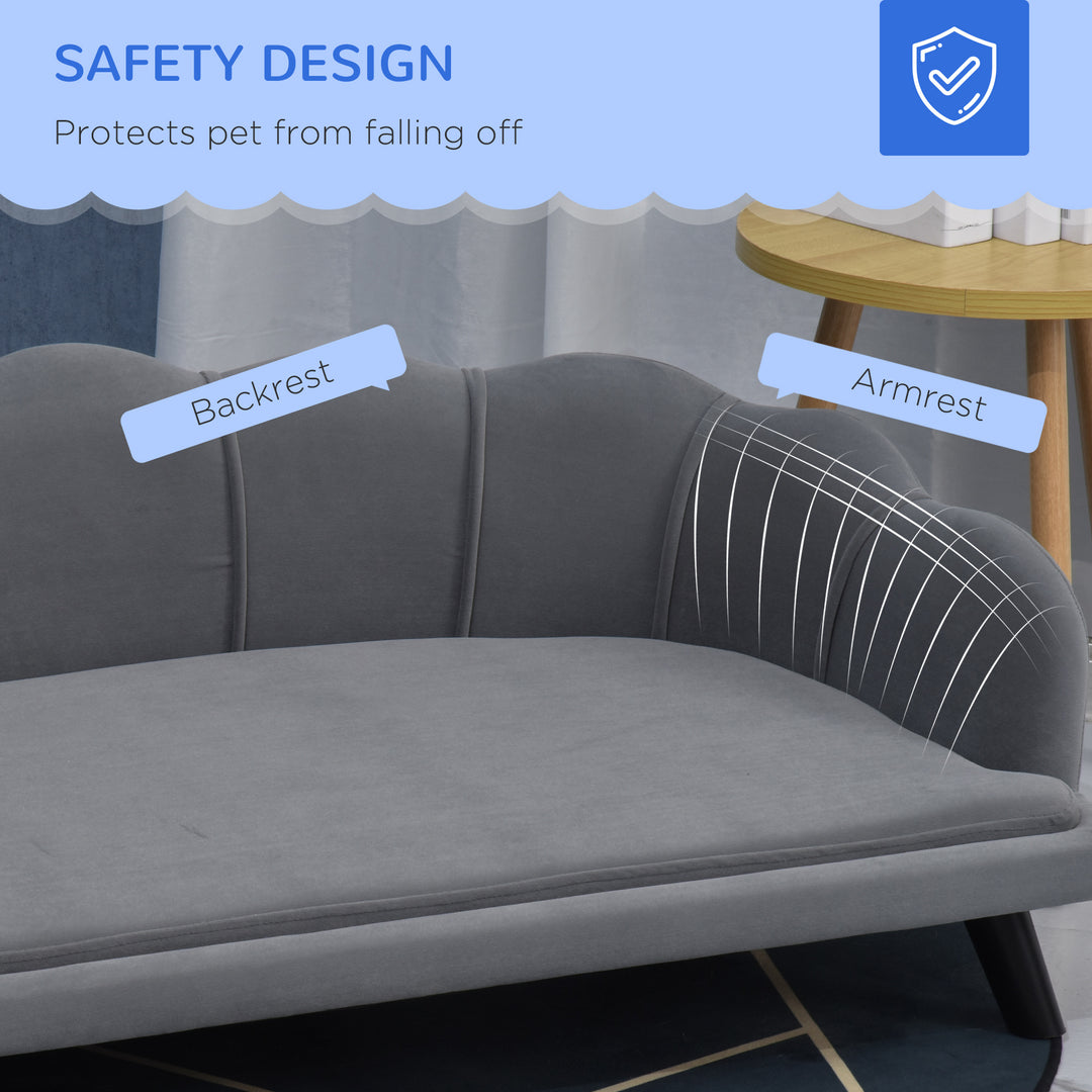 MCL Dog Sofa, Pet Couch Bed for Medium, Large Dogs, with Legs, Cushion - Grey